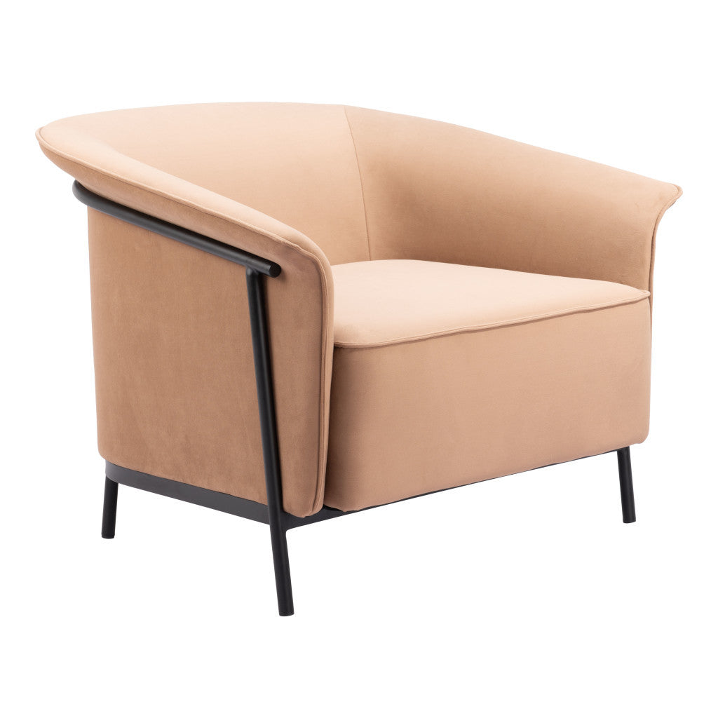 35" Tan And Black Upholstered Arm Chair-7
