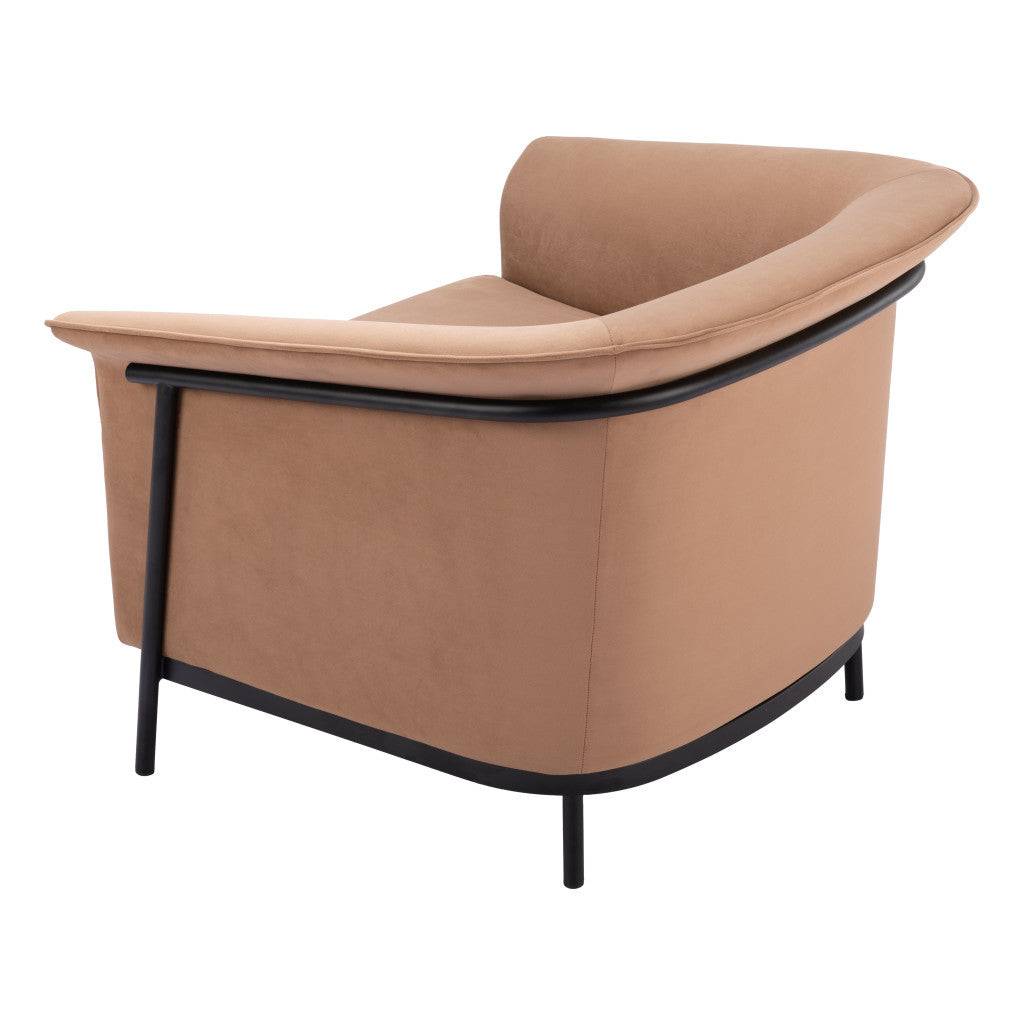 35" Tan And Black Upholstered Arm Chair-6