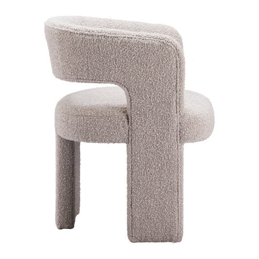 27" Beige Faux Shearling And Upholstered Arm Chair-0