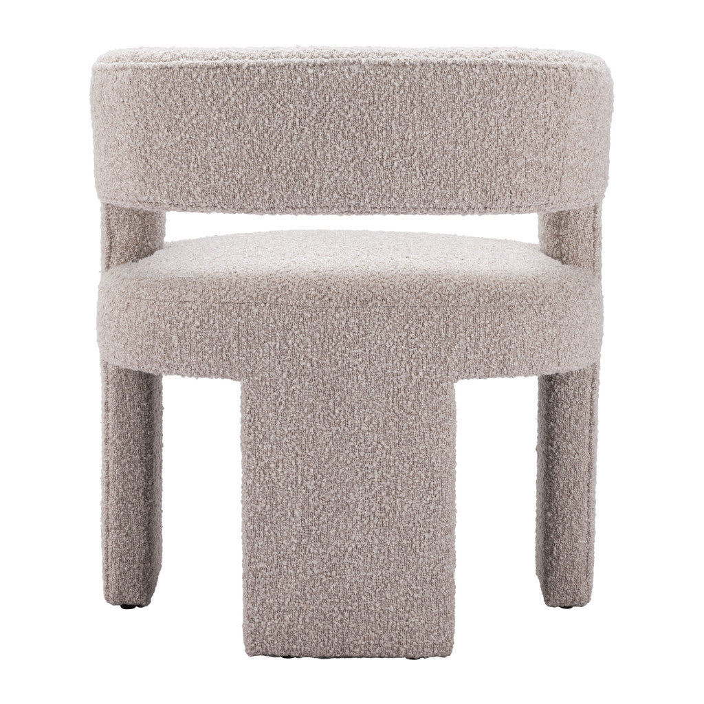 27" Beige Faux Shearling And Upholstered Arm Chair-3