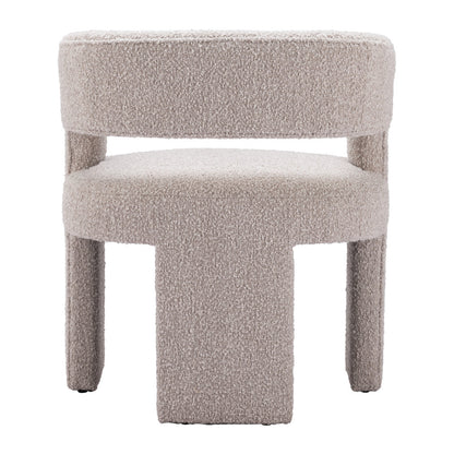 27" Beige Faux Shearling And Upholstered Arm Chair-3