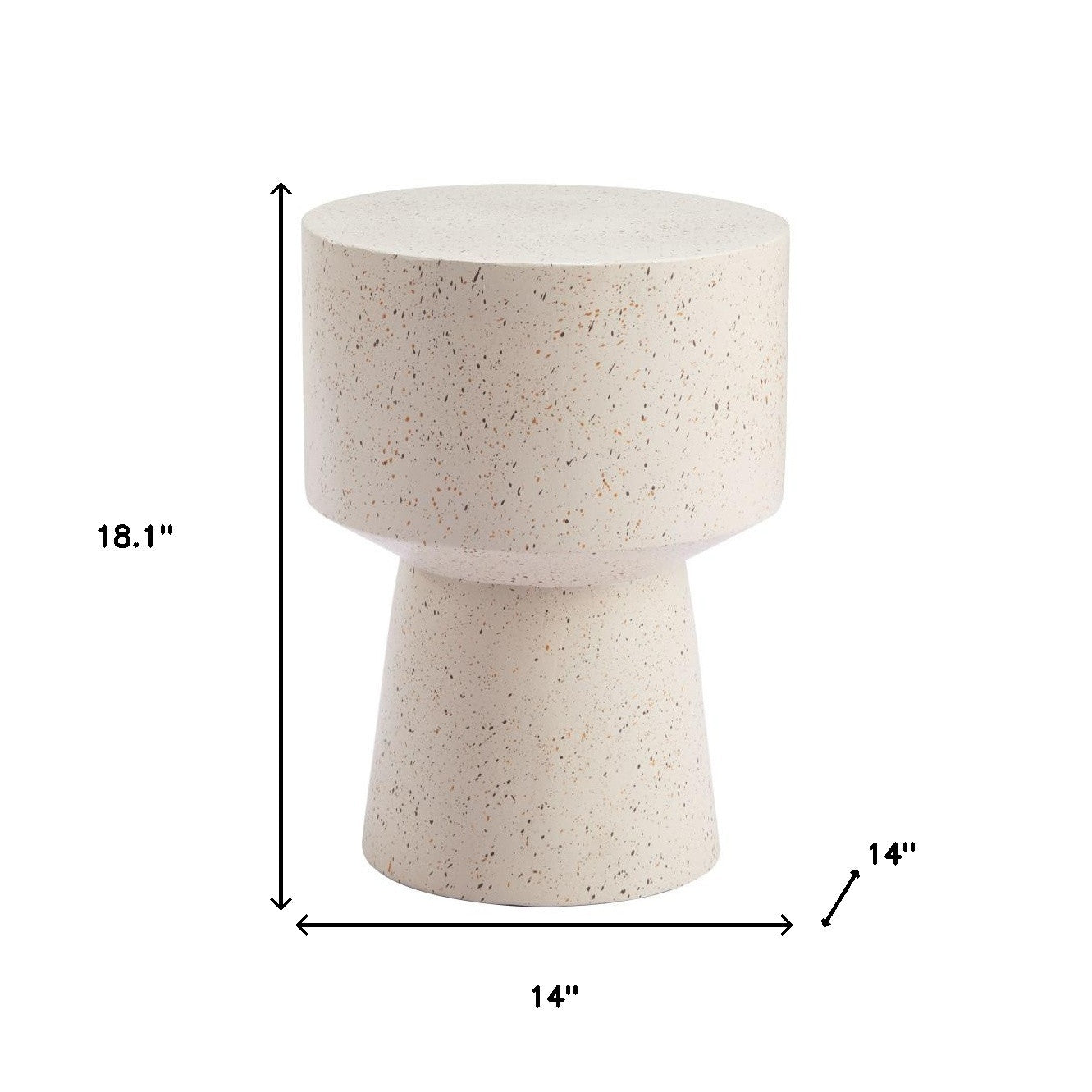 18" Beige Faux Stone Round Pedestal End Table-8
