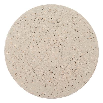18" Beige Faux Stone Round Pedestal End Table-4