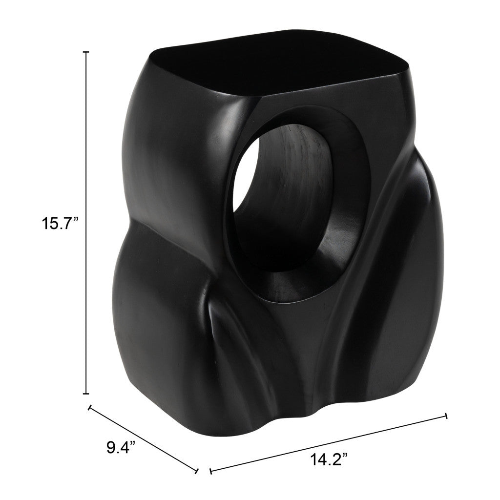 16" Black Solid Wood Figurine End Table-8