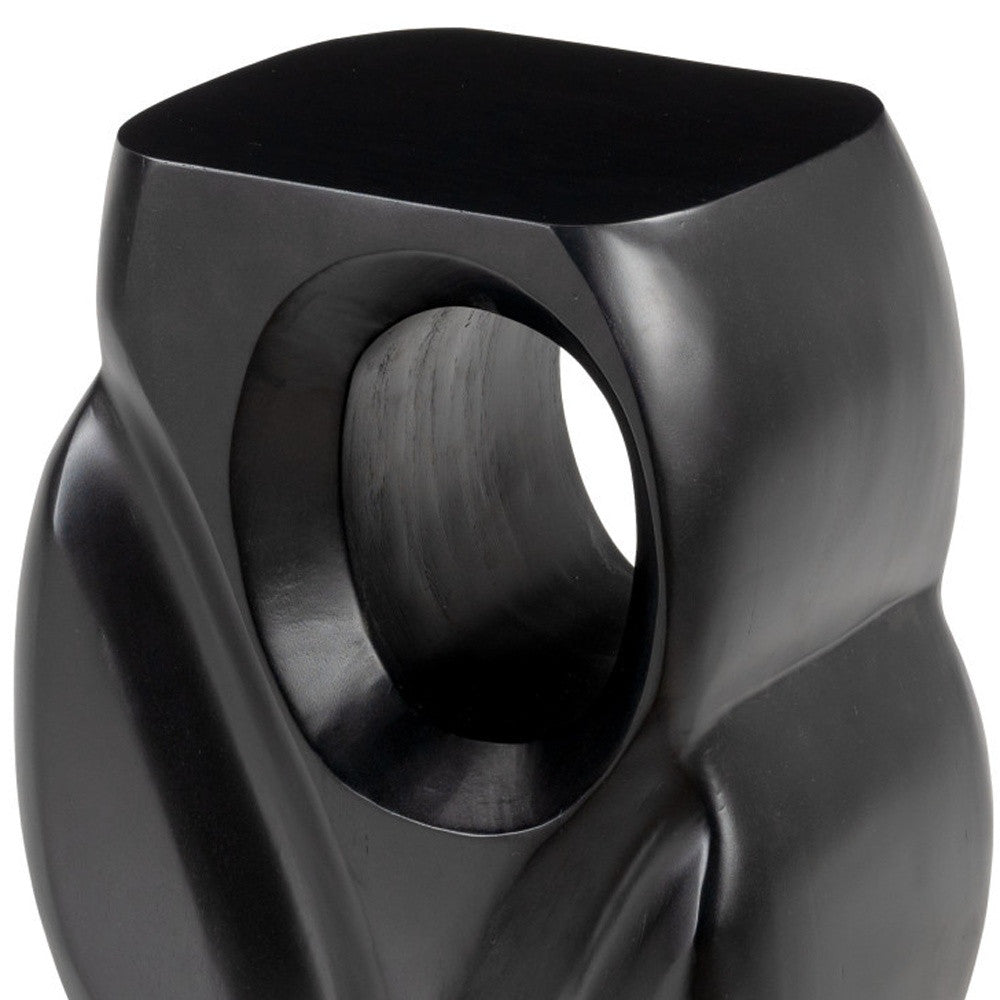 16" Black Solid Wood Figurine End Table-6