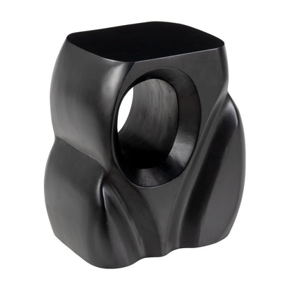 16" Black Solid Wood Figurine End Table-5