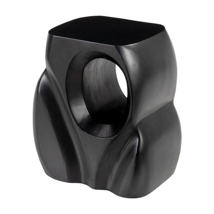 16" Black Solid Wood Figurine End Table-1