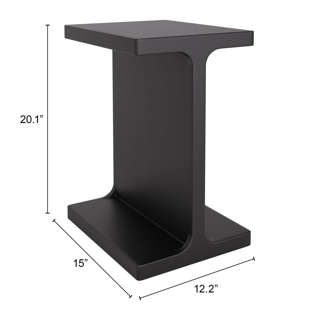 20" Black Solid Wood Pedestal End Table-7
