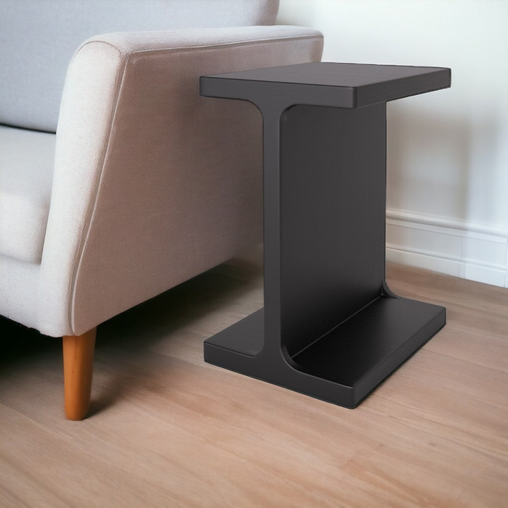 20" Black Solid Wood Pedestal End Table-1