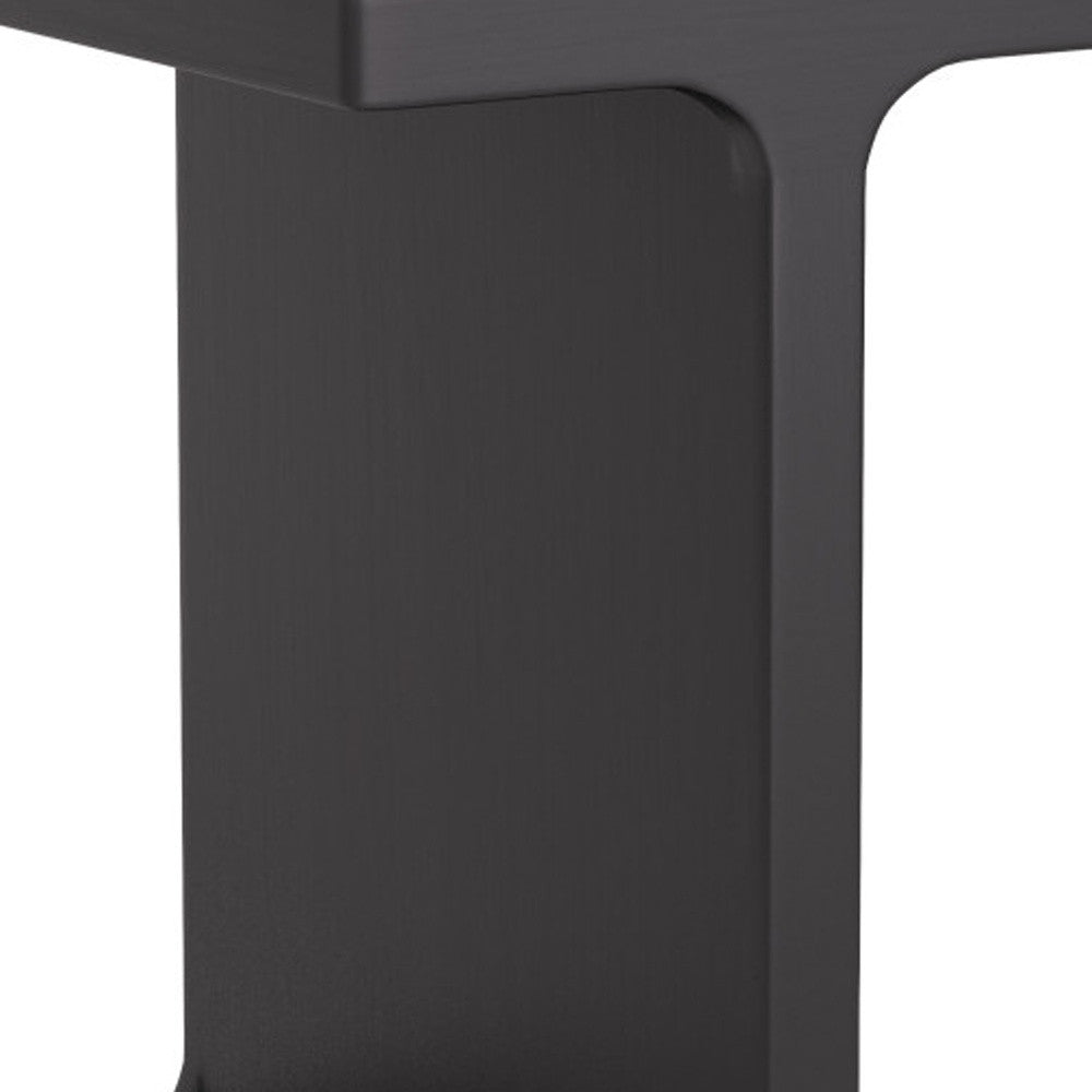 20" Black Solid Wood Pedestal End Table-5