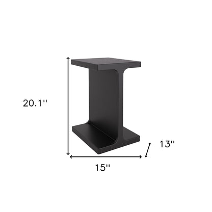 20" Black Solid Wood Pedestal End Table-8