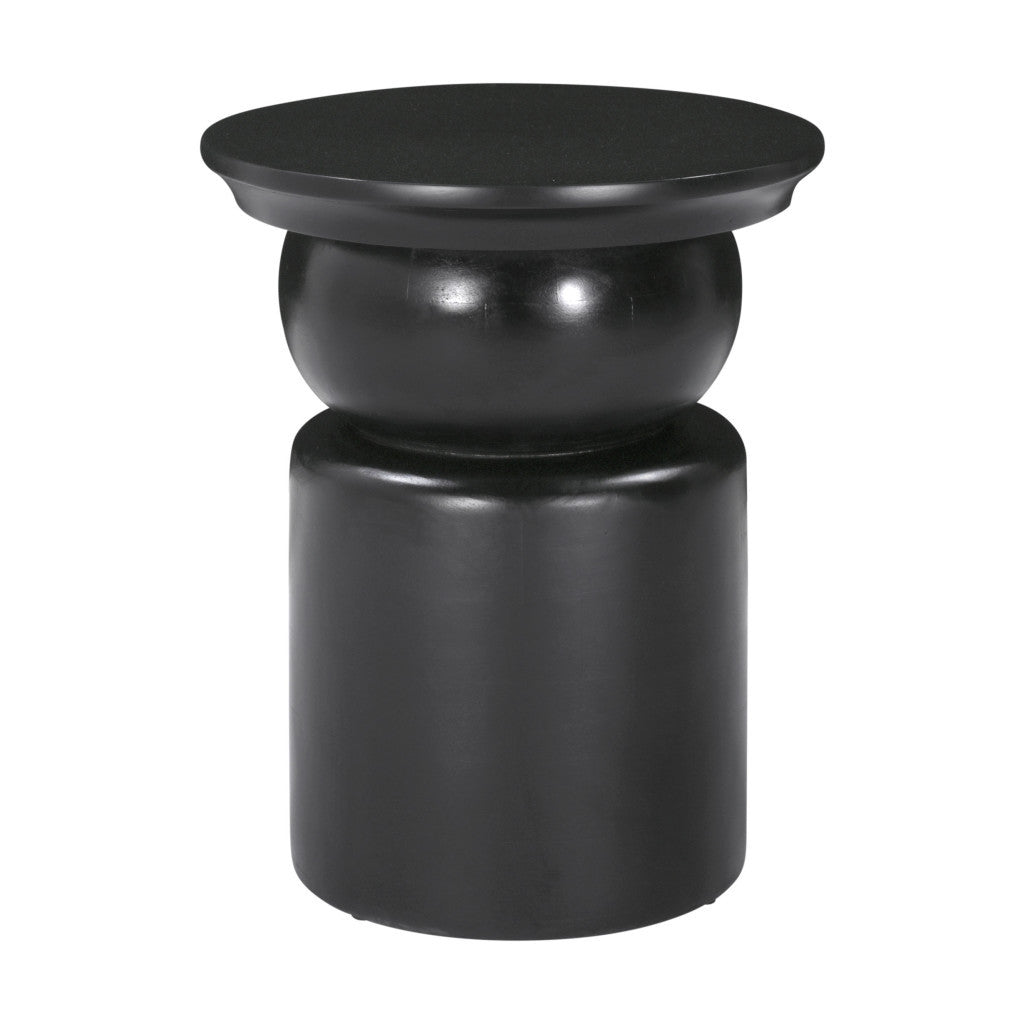 20" Black Solid Wood Round Drum End Table-0