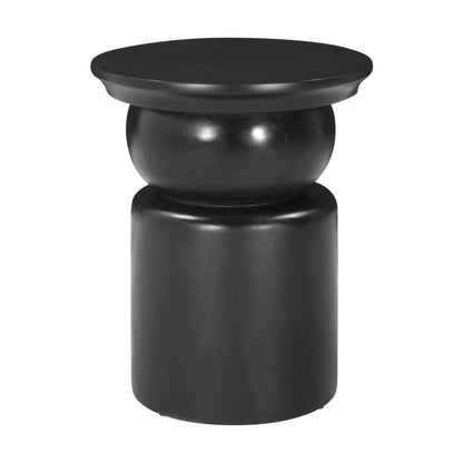 20" Black Solid Wood Round Drum End Table-0