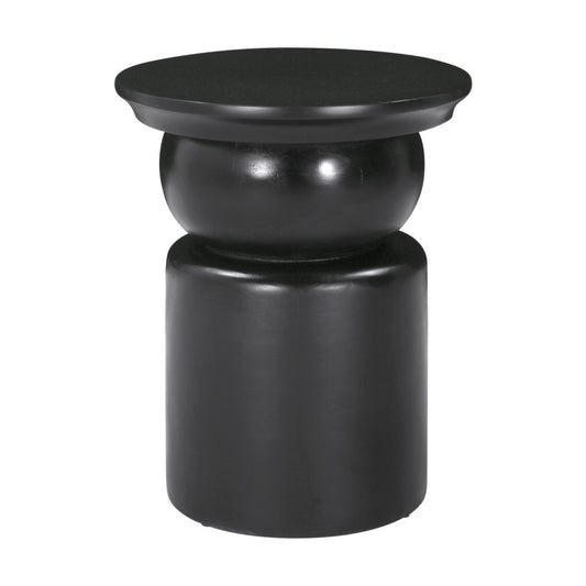 20" Black Solid Wood Round Drum End Table-0