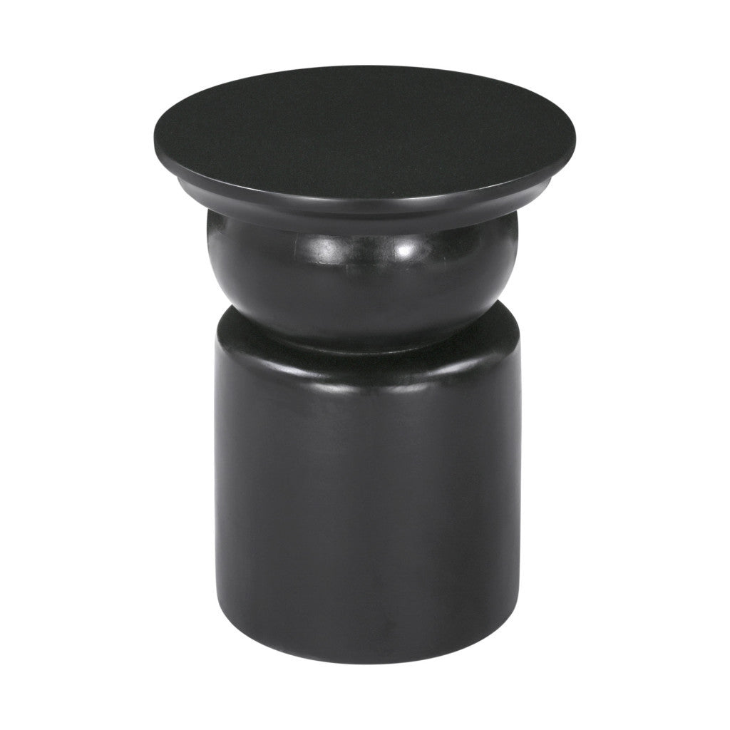 20" Black Solid Wood Round Drum End Table-2