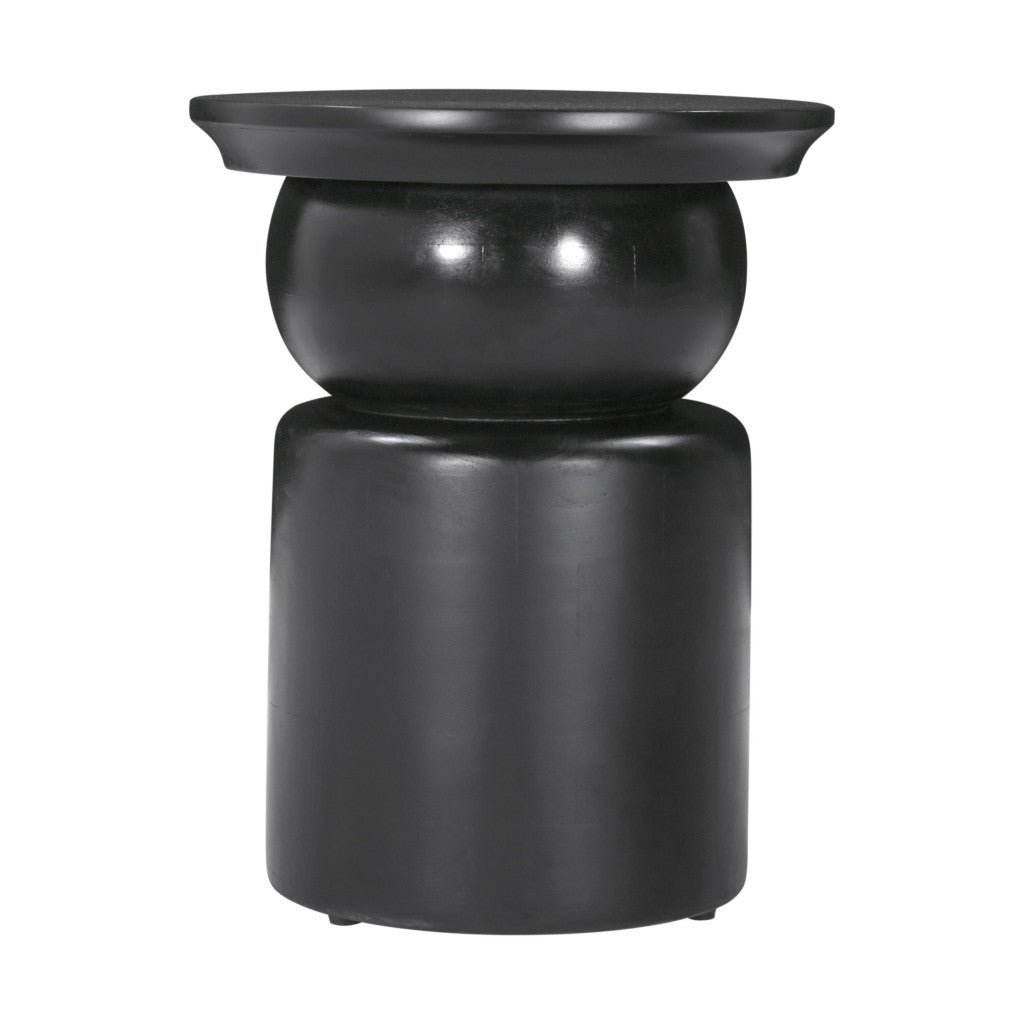 20" Black Solid Wood Round Drum End Table-3