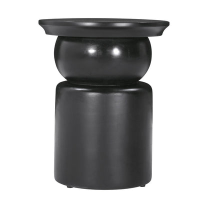 20" Black Solid Wood Round Drum End Table-3