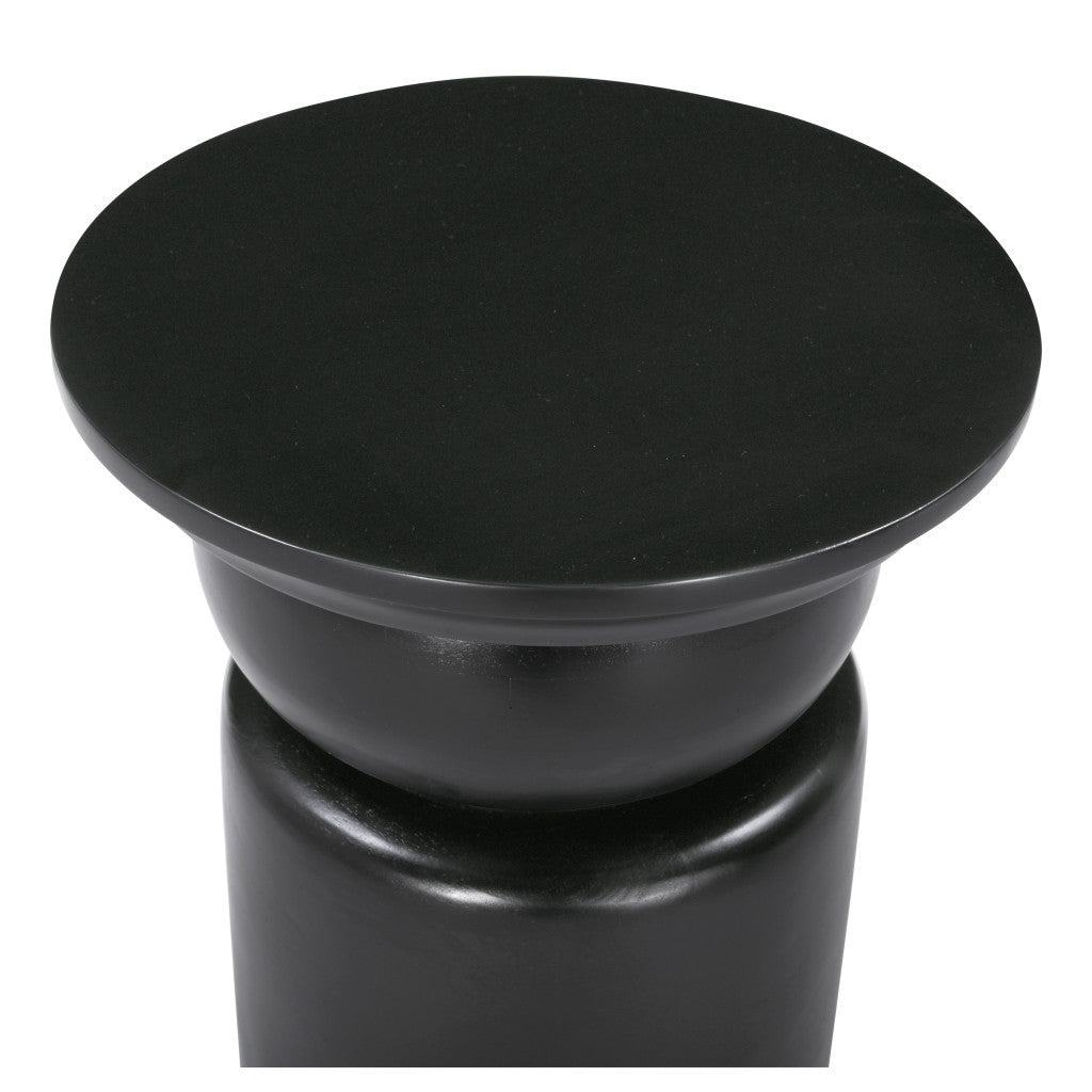 20" Black Solid Wood Round Drum End Table-4