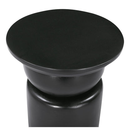20" Black Solid Wood Round Drum End Table-4