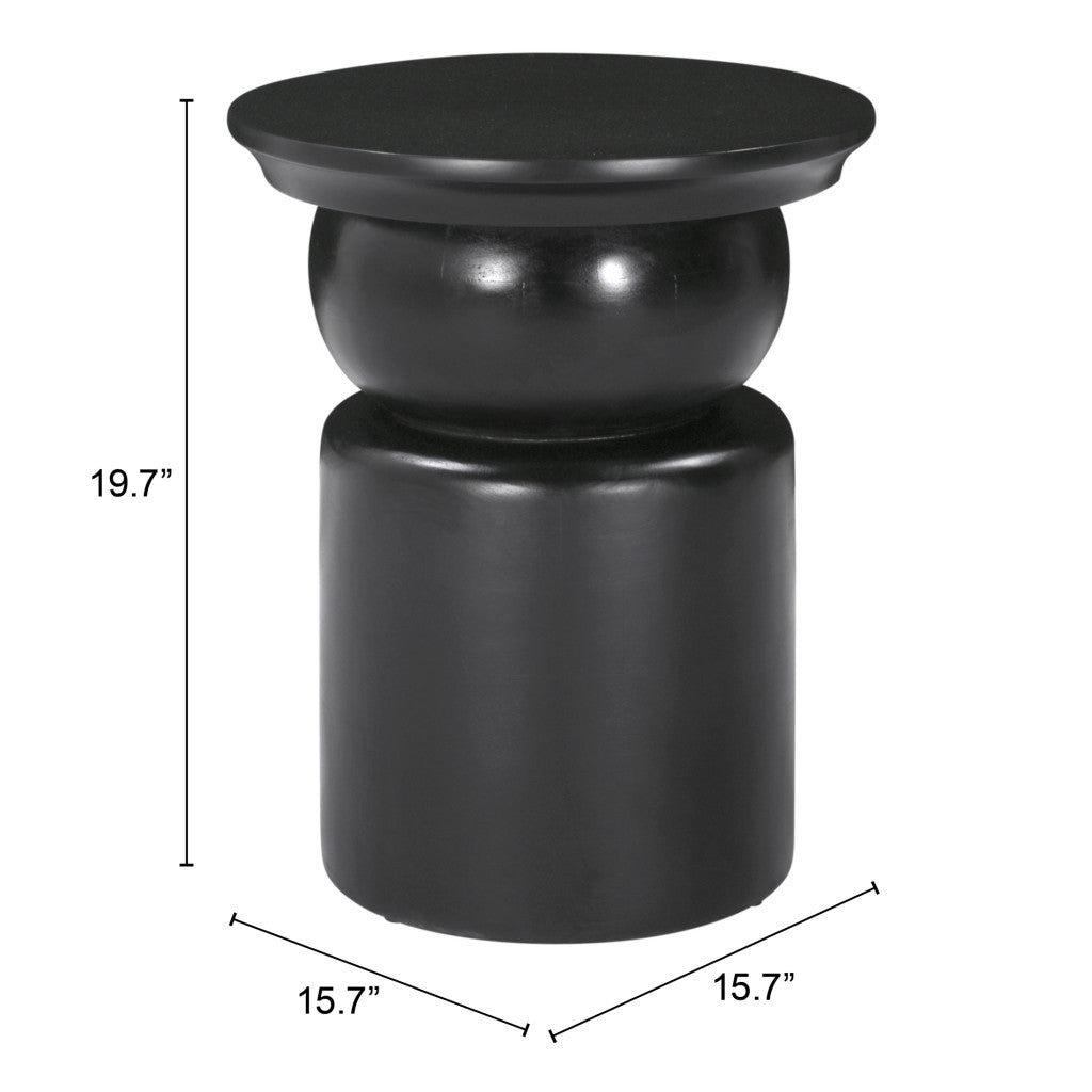 20" Black Solid Wood Round Drum End Table-7