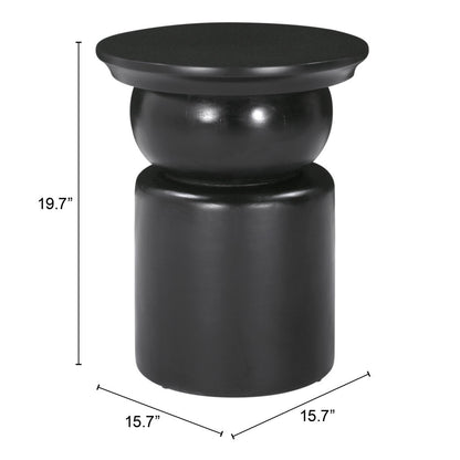 20" Black Solid Wood Round Drum End Table-7