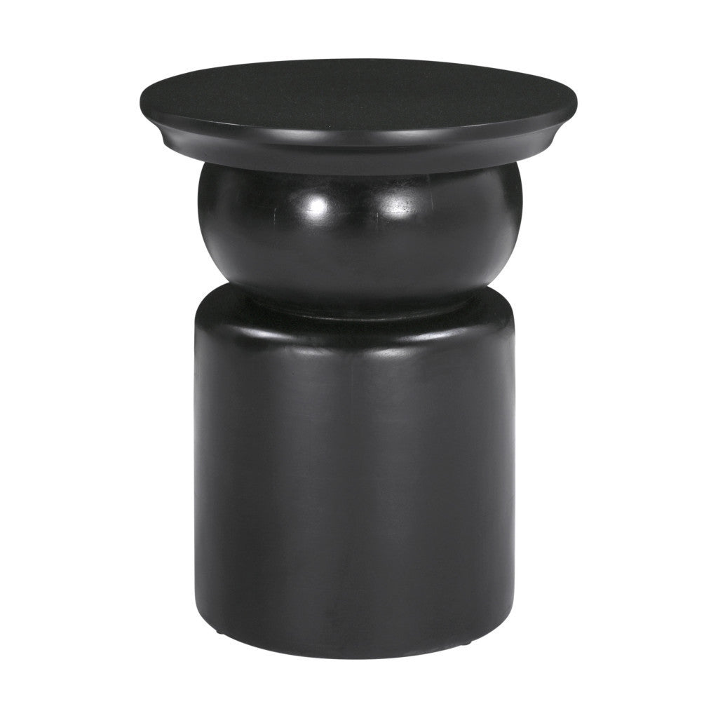 20" Black Solid Wood Round Drum End Table-6
