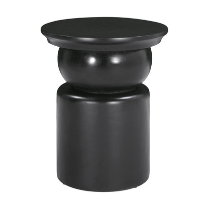 20" Black Solid Wood Round Drum End Table-6