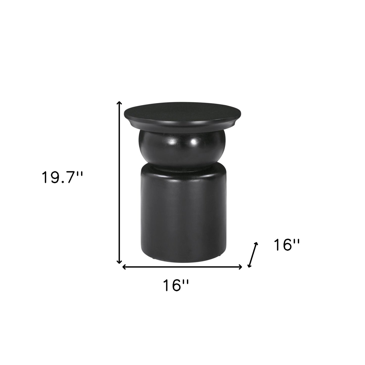 20" Black Solid Wood Round Drum End Table-8