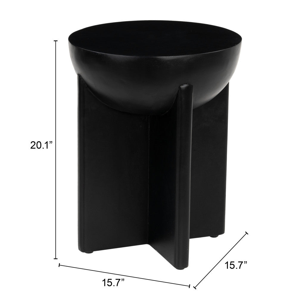 20" Black Solid Wood Round Pedestal End Table-7