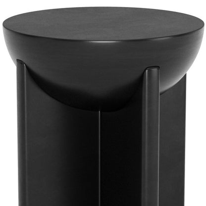 20" Black Solid Wood Round Pedestal End Table-5
