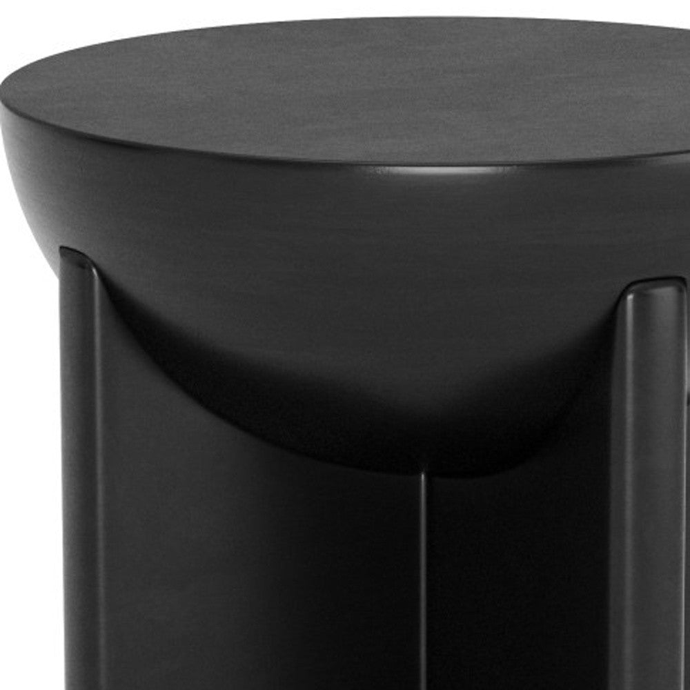 20" Black Solid Wood Round Pedestal End Table-6