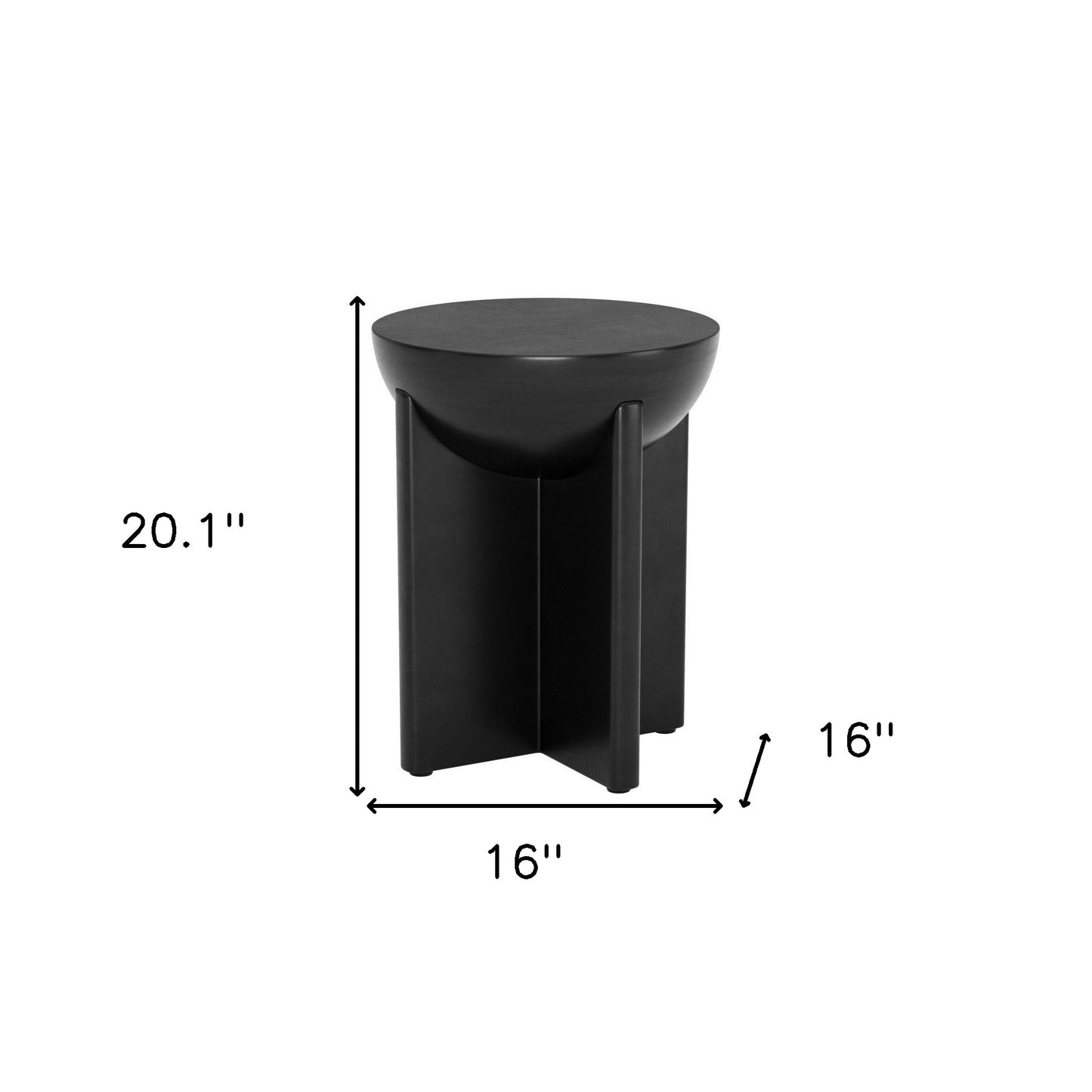 20" Black Solid Wood Round Pedestal End Table-8