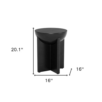 20" Black Solid Wood Round Pedestal End Table-8
