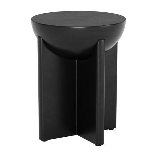 20" Black Solid Wood Round Pedestal End Table-0