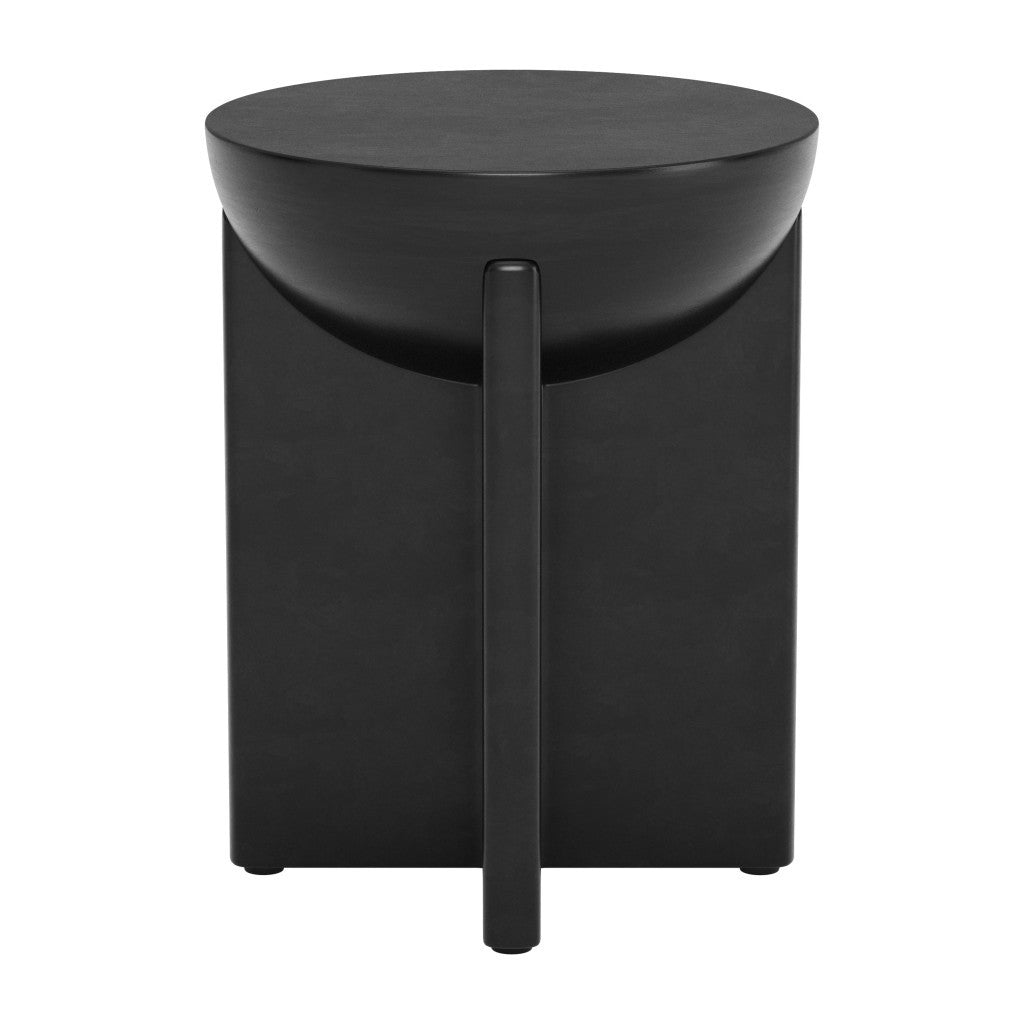 20" Black Solid Wood Round Pedestal End Table-2