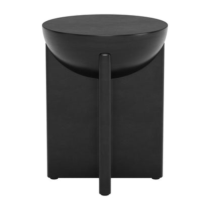 20" Black Solid Wood Round Pedestal End Table-2