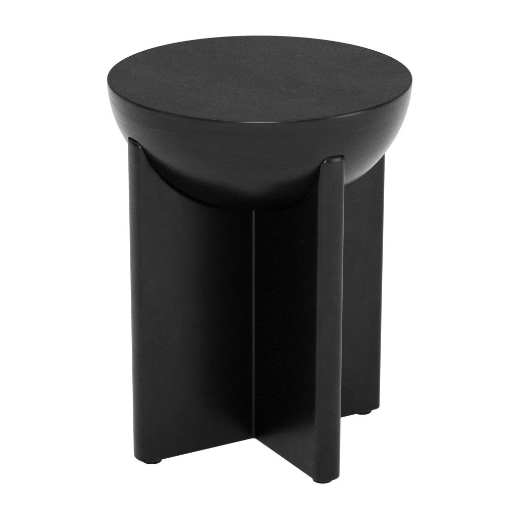 20" Black Solid Wood Round Pedestal End Table-4