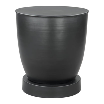 20" Black Iron Round Pedestal End Table-0