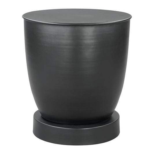 20" Black Iron Round Pedestal End Table-0