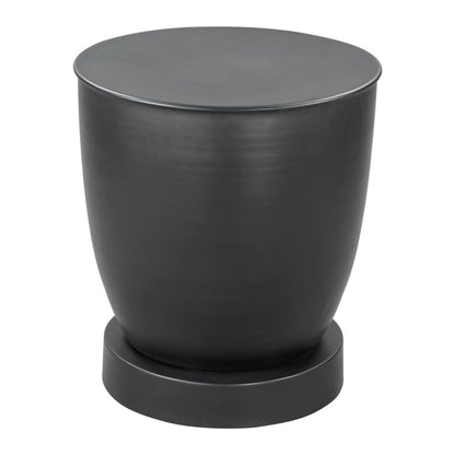 20" Black Iron Round Pedestal End Table-2