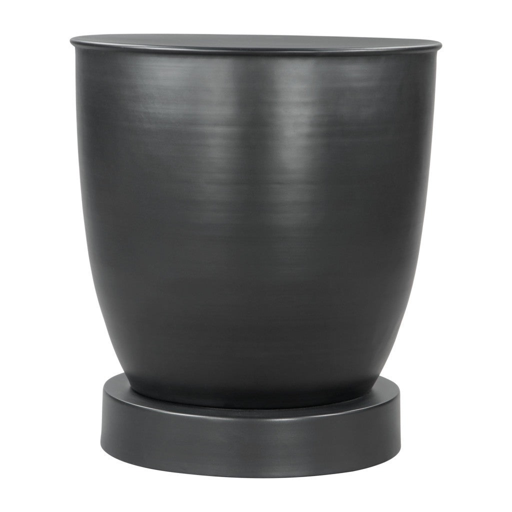 20" Black Iron Round Pedestal End Table-3