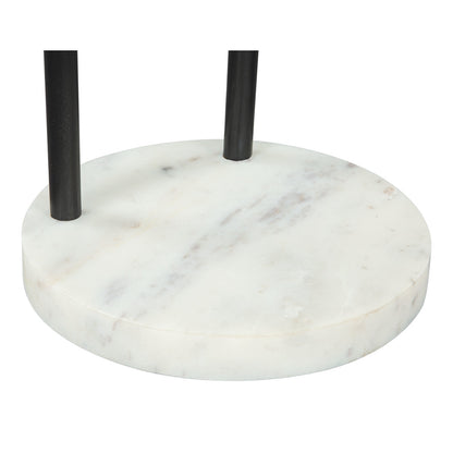 22" Black And White Iron And Marble Round C Table End Table-3