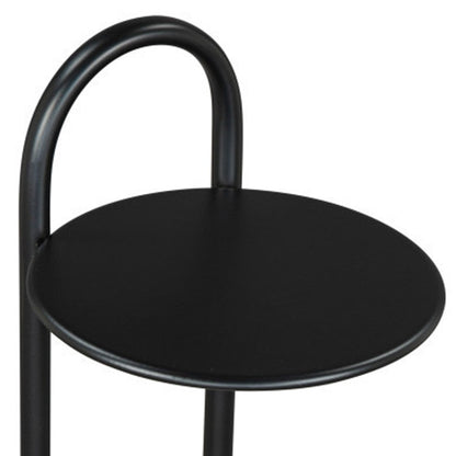 22" Black And White Iron And Marble Round C Table End Table-6