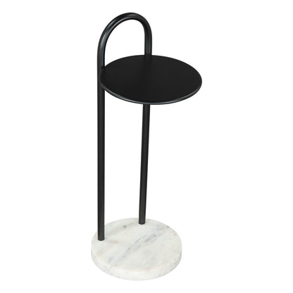 22" Black And White Iron And Marble Round C Table End Table-0