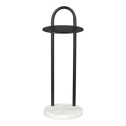 22" Black And White Iron And Marble Round C Table End Table-2