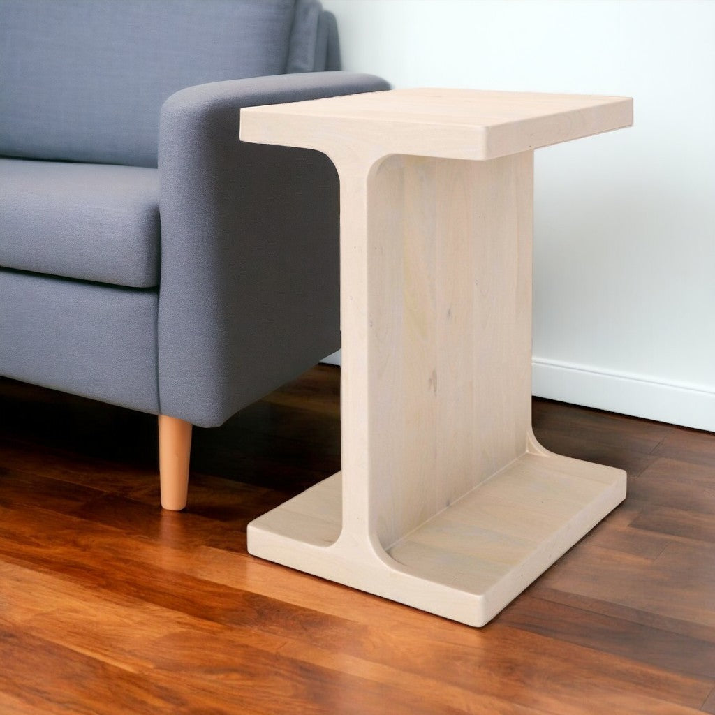 20" Natural Solid Wood Pedestal End Table-1