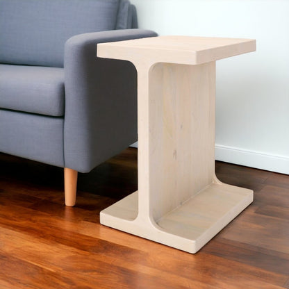 20" Natural Solid Wood Pedestal End Table-1