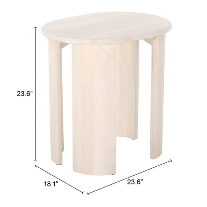 24" Natural Solid Wood Oval End Table-7