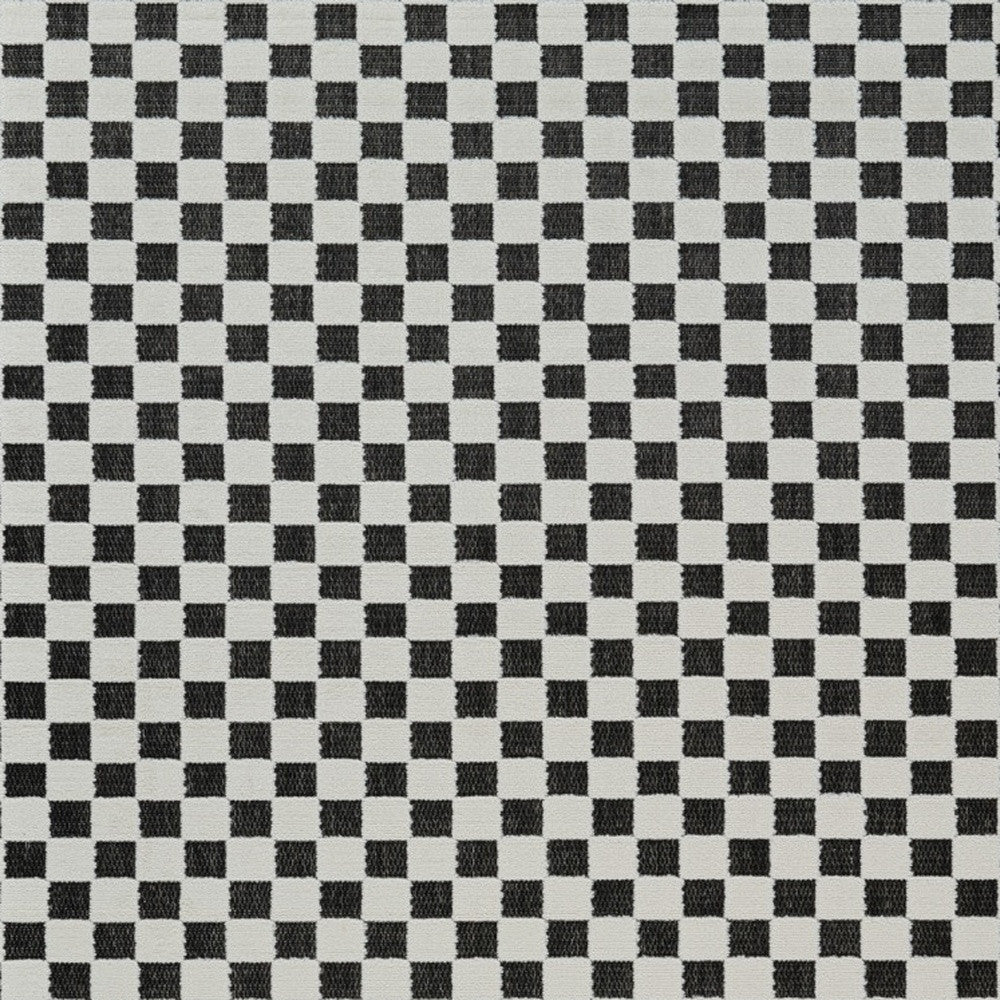 6' X 9' Black and White Geometric Distressed Indoor Outdoor Area Rug-3