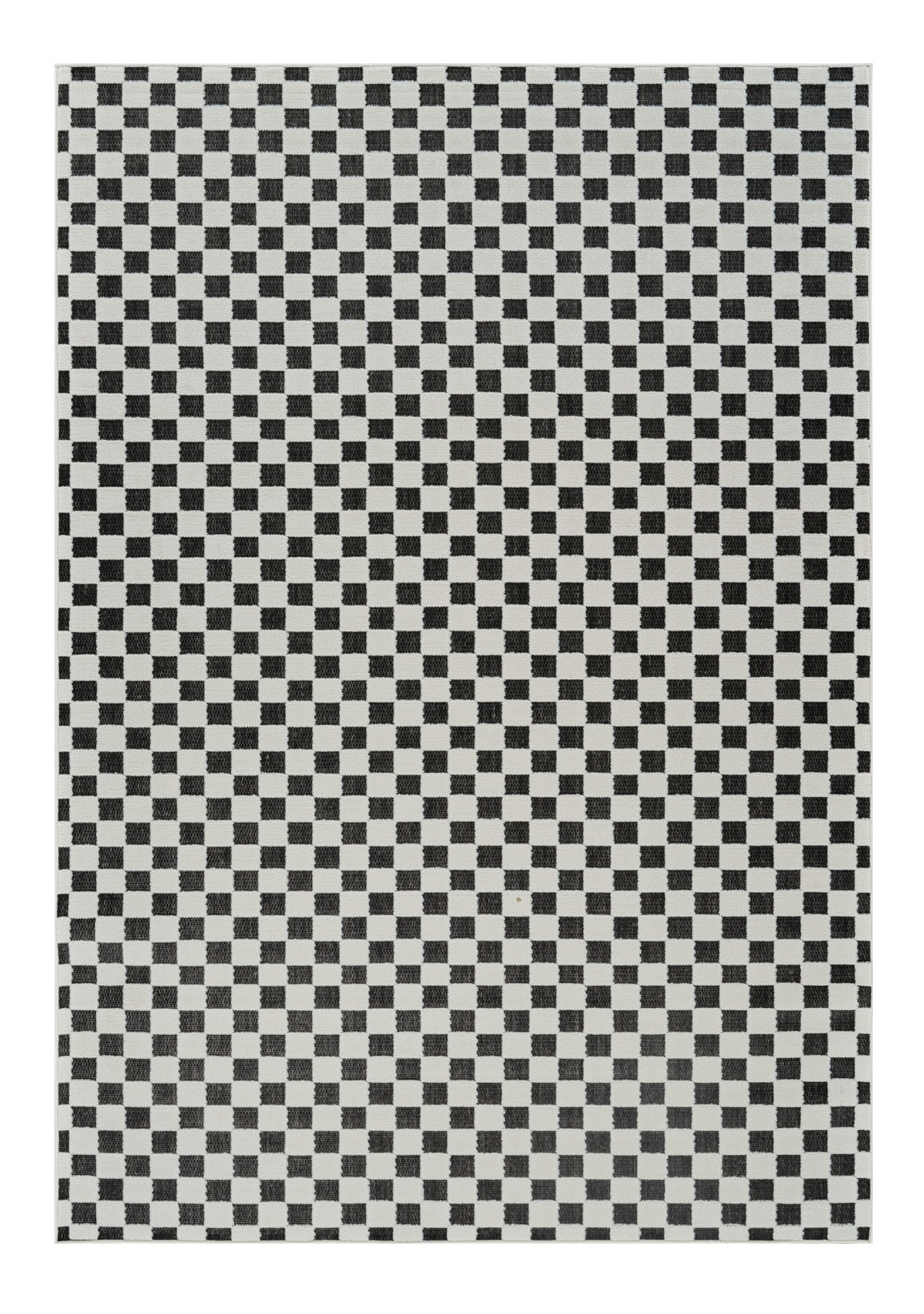 6' X 9' Black and White Geometric Distressed Indoor Outdoor Area Rug-0